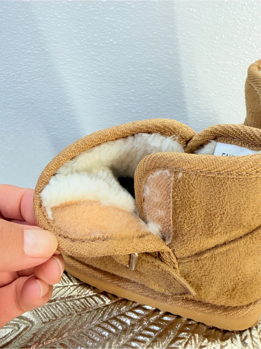 Capelli New York Kids Faux Fur Buckle Ankle Boots Tan